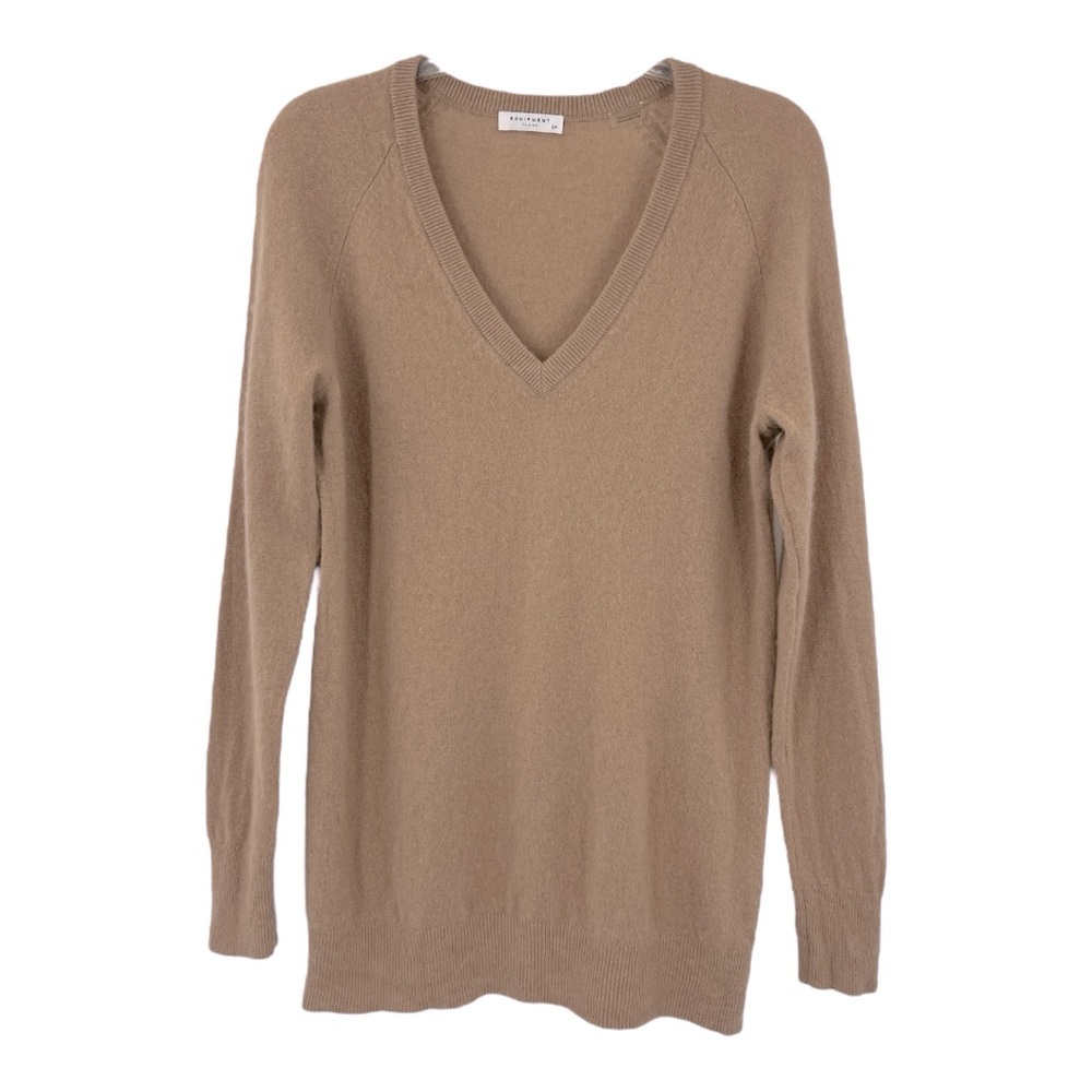 Equipment Women's Tan V-Neck Long-Sleeve Cashmere Madalene Sweater SP